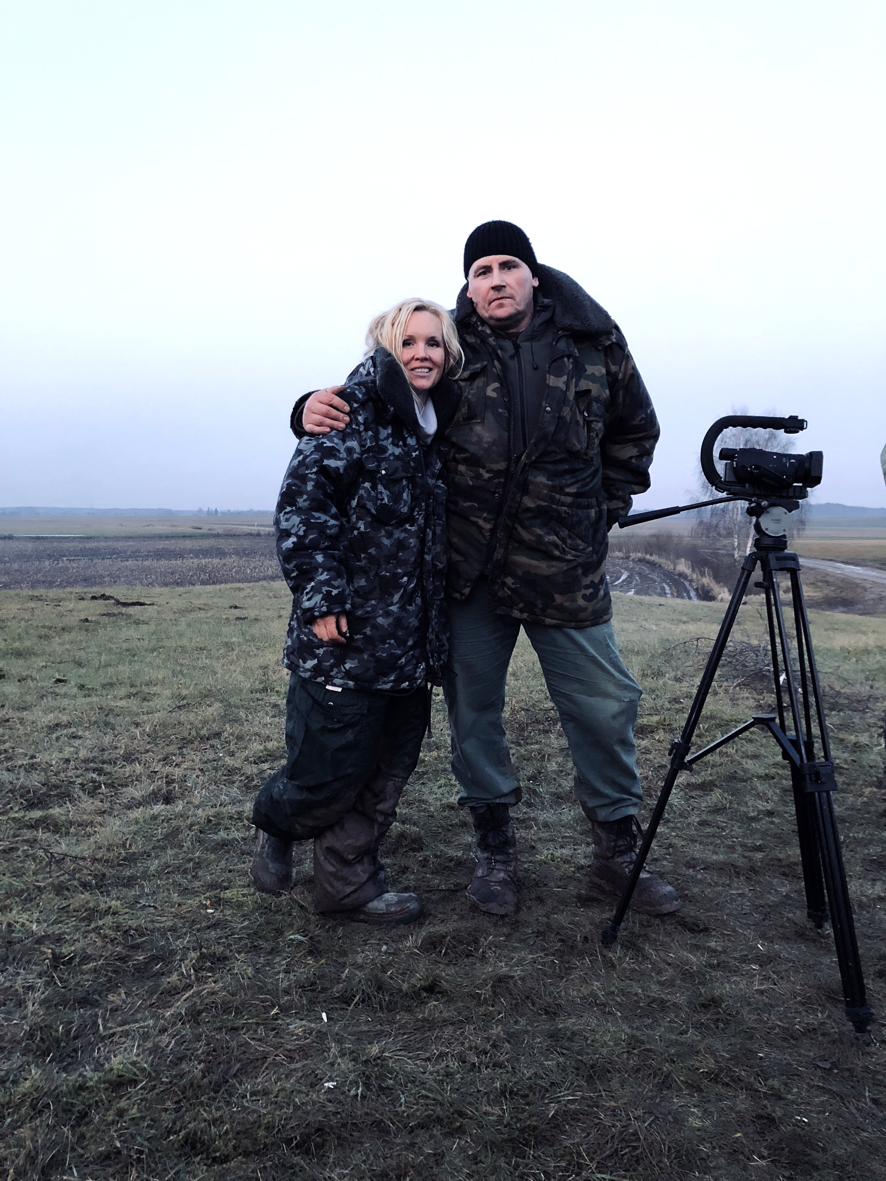 The author with Viktors Duksi in the Latvian field at dusk
